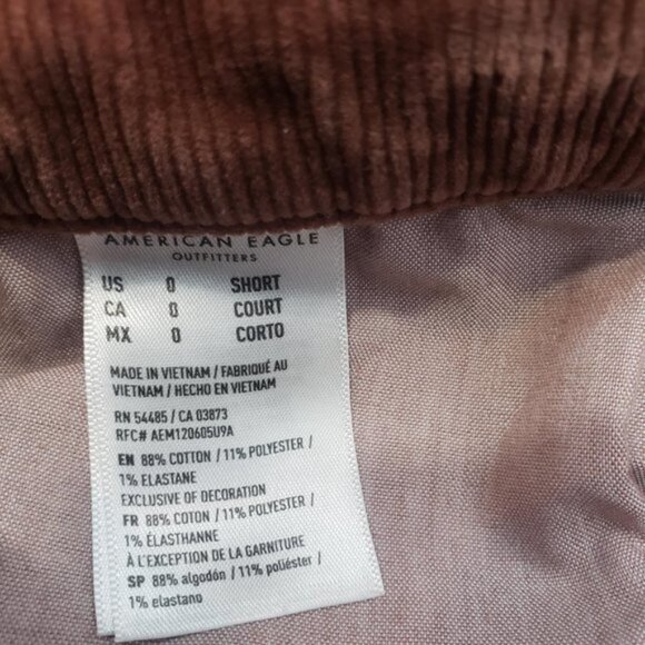 American Eagle Womens Corduroy Pants Size 0 Short Hi-Rise Stretch Jeggings /A136 - Picture 8 of 9